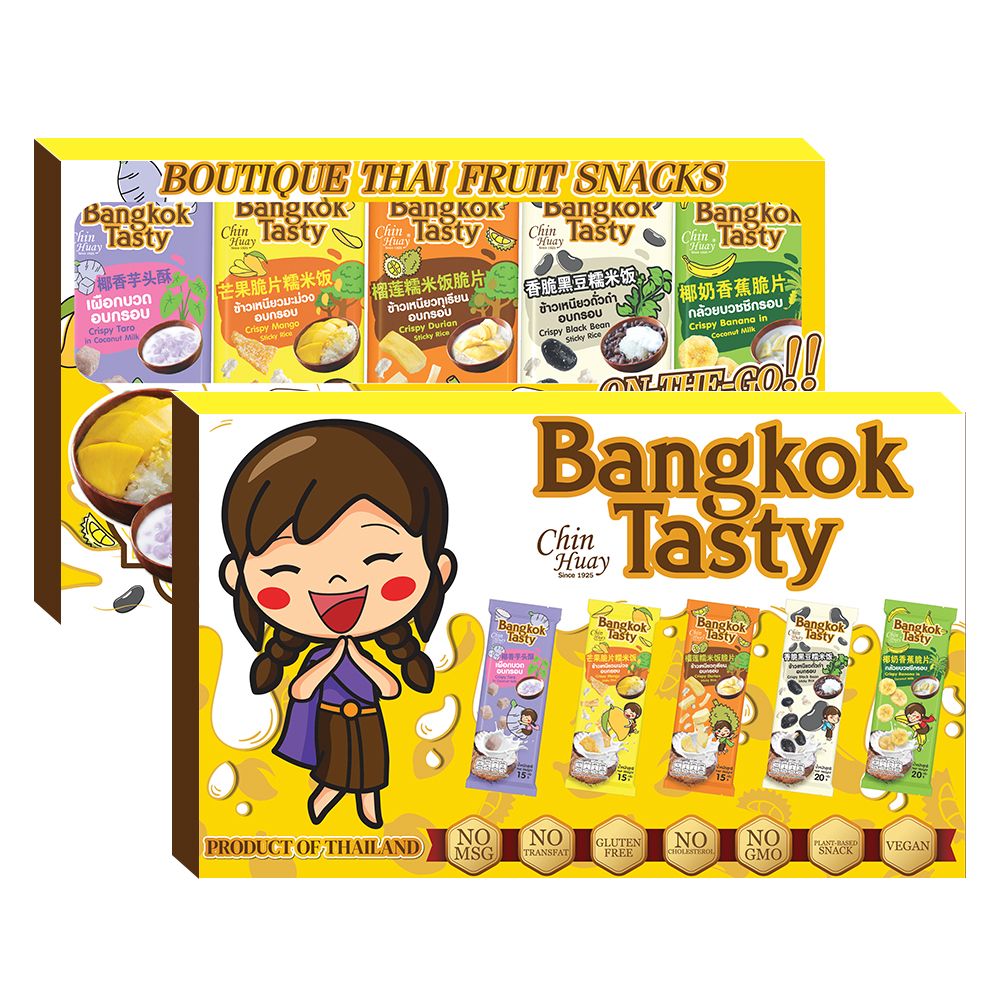 Bangkok Tasty Thai Crispy Rice Snack Assortment 85g | 5 Individually Wrapped Flavors | Direct from Thailand