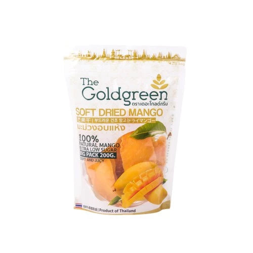 【泰國必買】The Goldgreen 軟乾芒果 200g | 天然低糖香甜果乾・無添加健康零食