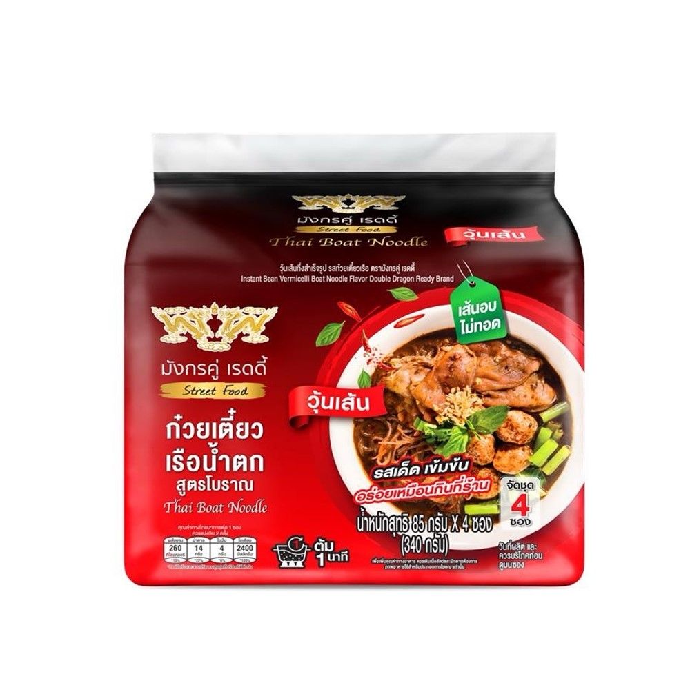 Double Dragon Ready 雙龍泰式船麵綠豆粉絲 85g 四包裝