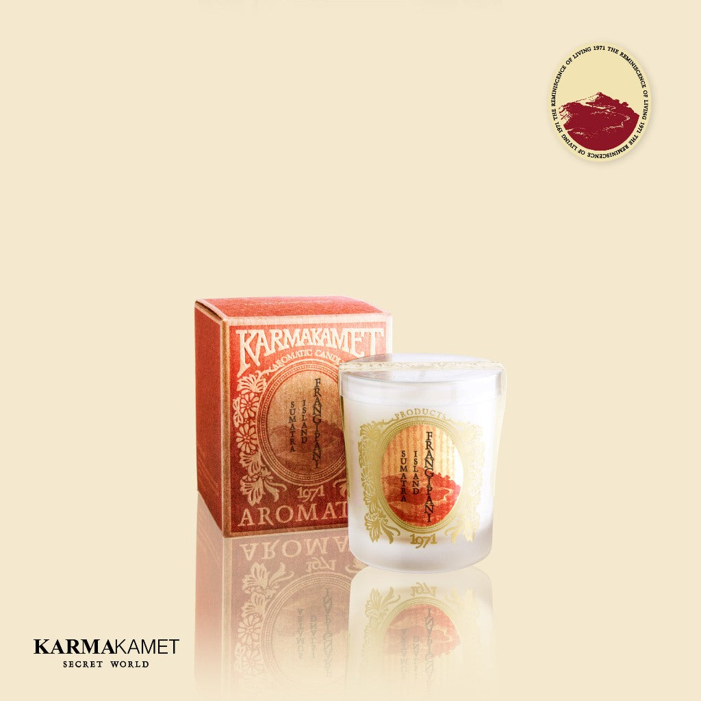 KARMAKAMET 60g 小玻璃香薰蠟燭：蘇門答臘雞蛋花包裝實拍