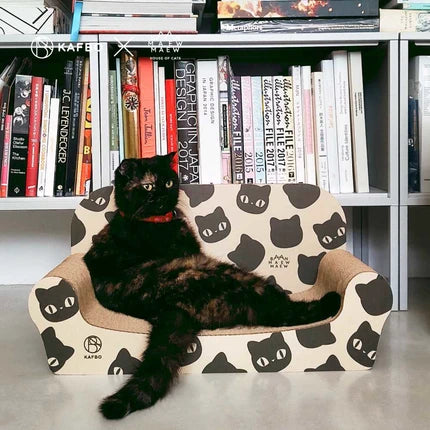 KAFBO × Baanmaewmaew｜Cat Sleeper Sofa 黑貓圖案貓抓沙發 官方產品圖 1